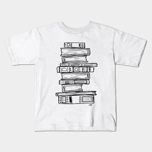 Stack of Books Kids T-Shirt by LauraKatMax